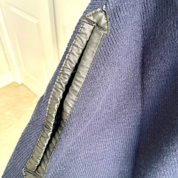 New York and Company Navy Blue Sweater Cape Poncho Turtleneck Top Size S/M - Picture 5 of 7